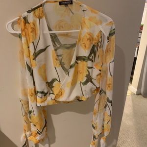 Yellow flower crop top
